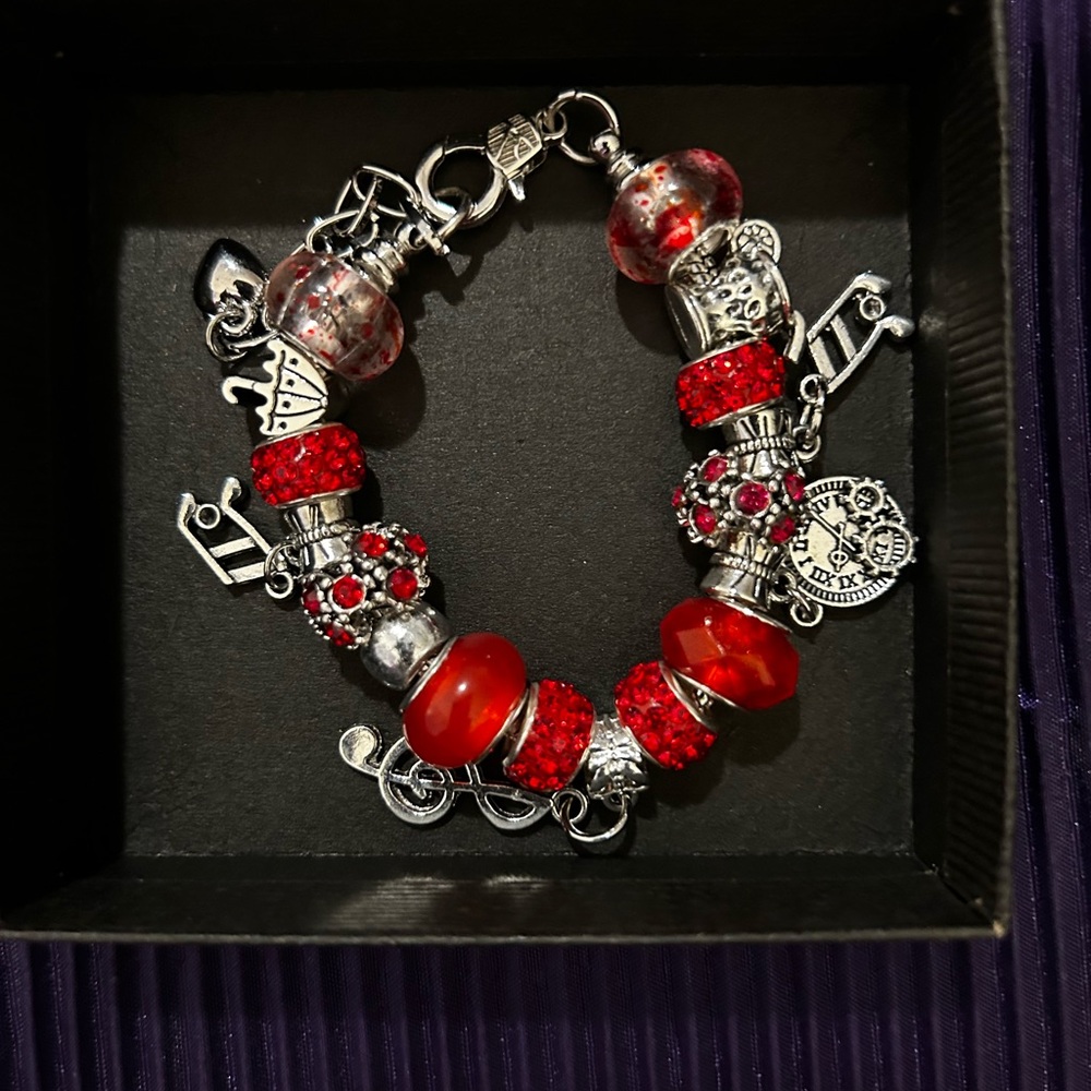 Chic Red and Silver Beaded Bracelet